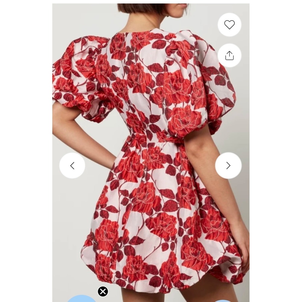 Sister Jane Wild Berry Floral Jacquard Mini Dress. Vibrant Rose. M - Picture 11 of 13